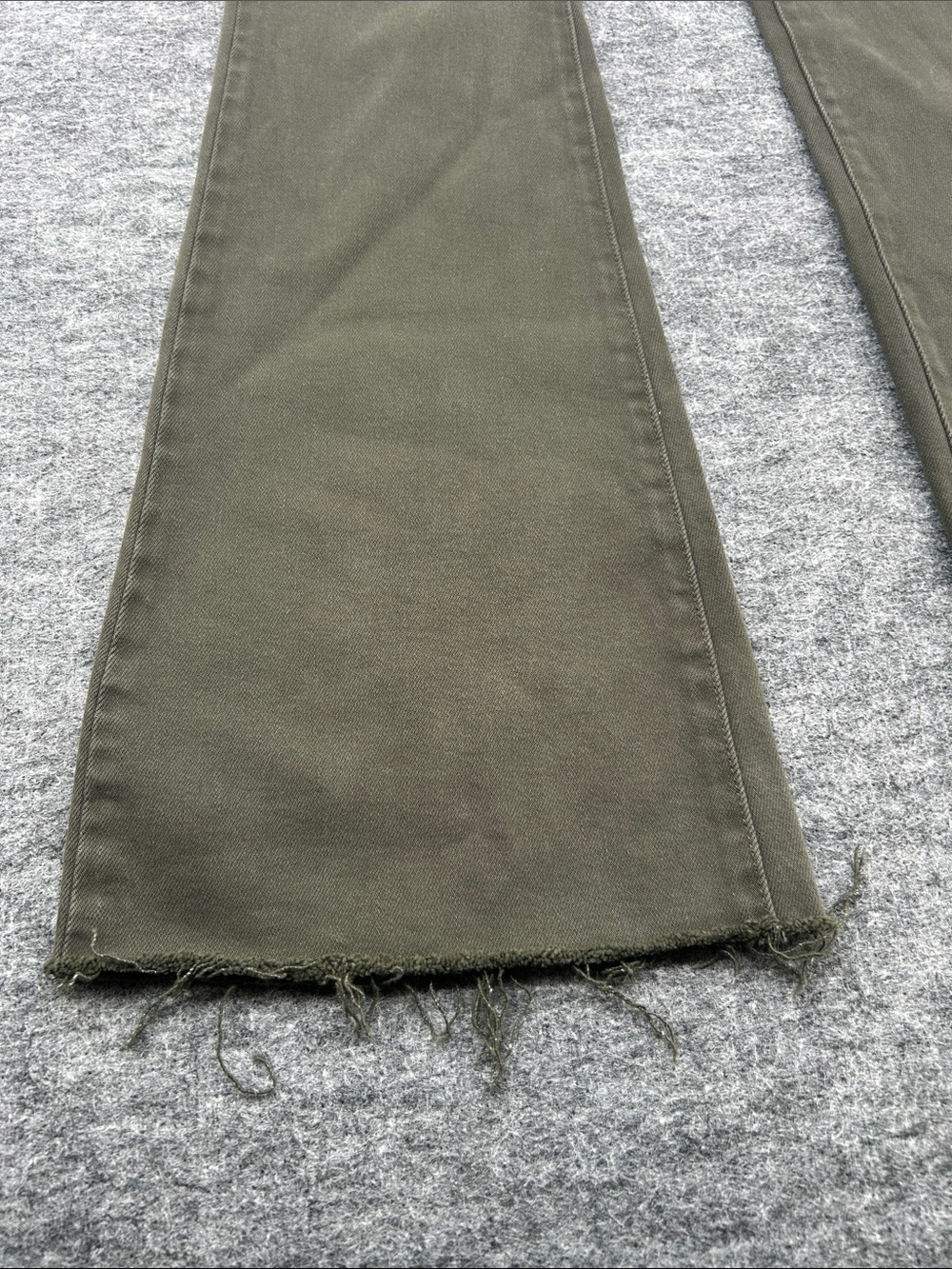 Cello Olive Green Denim Waistband Detail High Rise Flare Stretch Jean Size 7 - Picture 8 of 15